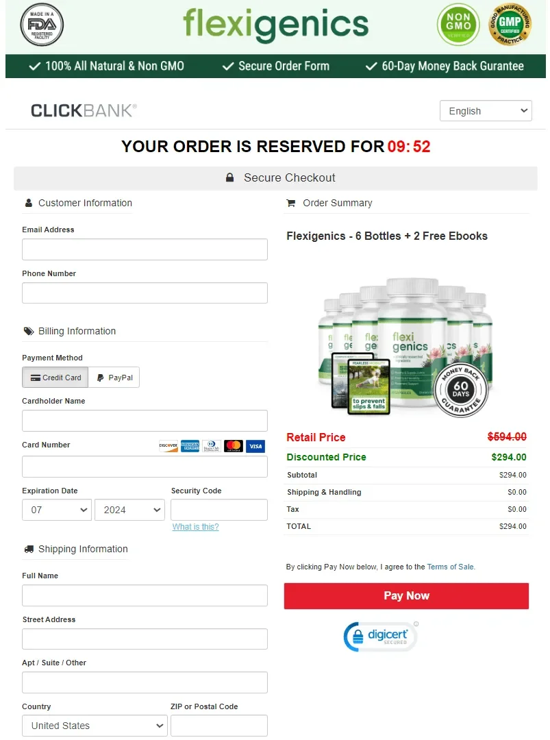 Flexigenics Official Website Secure Order Page